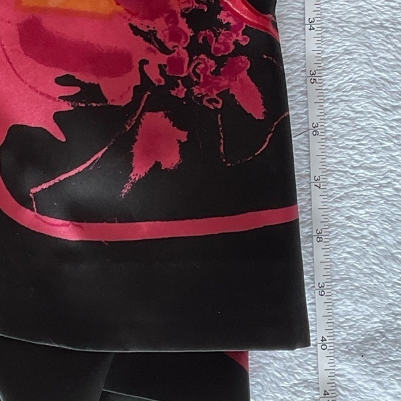 Tahari Dress Red Black Pink Satin Floral Ruffle Satin Size M - Picture 11 of 11